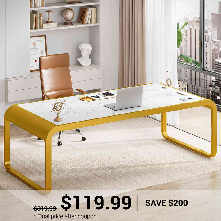 SEDETA | 70.8 Inch Office Executive Desk Modern Computer Desk Workstation with Cable Management
