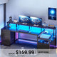 SEDETA® 75 Inch LED Gaming Desk Home Office Computer Desk with 5 Drawers Storage Shelves and Power Outlet