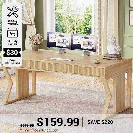 SEDETA® 55 Inch Executive Desk Home Office Desk with Storage Drawers