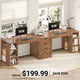 SEDETA 96.5 Inch Long Two Person Farmhouse Computer Desk Writing Desk with Drawers Storage Shelves
