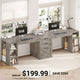 SEDETA 96.5 Inch Long Two Person Farmhouse Computer Desk Writing Desk with Drawers Storage Shelves