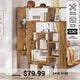 SEDETA® 59 Inch Geometric Multi-layer Wood Bookshelf with Open Compartments and Display Storage Shelves