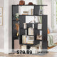 SEDETA® 59 Inch Geometric Multi-layer Wood Bookshelf with Open Compartments and Display Storage Shelves