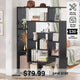 SEDETA® 59 Inch Geometric Multi-layer Wood Bookshelf with Open Compartments and Display Storage Shelves