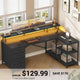 SEDETA 47.2 Inch L Shaped Desk with 4 Drawers and Storage Shelves L Shaped Gaming Desk with LED Lights Power Outlets