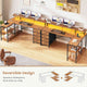 SEDETA 47.2 Inch L Shaped Desk with 4 Drawers and Storage Shelves L Shaped Gaming Desk with LED Lights Power Outlets