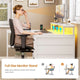 SEDETA 47.2 Inch L Shaped Desk with 4 Drawers and Storage Shelves L Shaped Gaming Desk with LED Lights Power Outlets