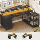 SEDETA 47.2 Inch L Shaped Desk with 4 Drawers and Storage Shelves L Shaped Gaming Desk with LED Lights Power Outlets