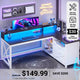 SEDETA® 55 Inch Farmhouse Computer Desk L Shaped Gaming Desk with Drawers and Storage Shelves