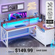 SEDETA® 55 Inch Farmhouse Computer Desk L Shaped Gaming Desk with Drawers and Storage Shelves