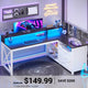 SEDETA | 55 Inch L Shaped Computer Desk Farmhouse Gaming Desk with Drawers and Storage Shelves