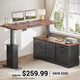 SEDETA | 55 Inch Height Electric Adjustable L Shaped Farmhouse Standing Desk with Storage Drawers and Power Outlets for Home Office
