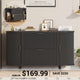 SEDETA 39.4 Inch File Cabinet for Home Office Modern Fluted Curved Cabinet with 2 Sliding Door Storage