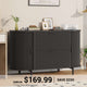 SEDETA 39.4 Inch File Cabinet for Home Office Modern Fluted Curved Cabinet with 2 Sliding Door Storage
