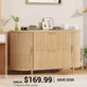 SEDETA 39.4 Inch File Cabinet for Home Office Modern Fluted Curved Cabinet with 2 Sliding Door Storage