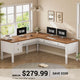 SEDETA | 63 Inch Executive L Shaped Computer Desk Farmhouse Home Office Desk with Storage and File Drawers