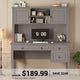 SEDETA® 47.3 Inch Farmhouse Computer Desk Executive Office Desk with Drawers Storage Cabinet and Open Storage Shelves