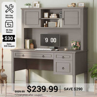 SEDETA® 47.3 Inch Farmhouse Computer Desk Executive Office Desk with Drawers Storage Cabinet and Open Storage Shelves
