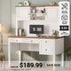 SEDETA® 47.3 Inch Farmhouse Computer Desk Executive Office Desk with Drawers Storage Cabinet and Open Storage Shelves