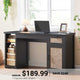 SEDETA 55.1 Inch Rattan Computer Desk with Drawers Farmhouse Office Desks with Power Outlets Storage Cabinet