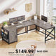 SEDETA 63 Inch L Shaped Corner Desk Convertible Long Home Office Desk with Storage Cabinet