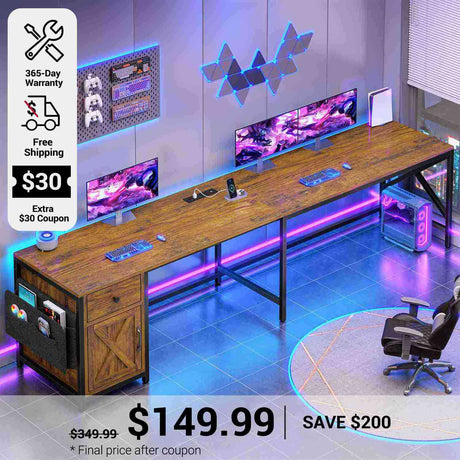 SEDETA 63 Inch L Shaped Corner Desk Convertible Long Home Office Desk with Storage Cabinet