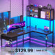 SEDETA 51.2 Inch Reversible L shaped Gaming Desk Small Corner Desk with Drawer and Storage Shelves