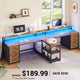 SEDETA 94.5 Inch 2 Person Gaming Desk Long Office Computer Desk with LED Lights 8 Storage Drawers Power Outlet