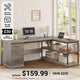 SEDETA® 57.9 Inch Farmhouse L Shaped Computer Desk with Storage Shelves and File Drawers for Home Office