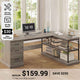 SEDETA® 57.9 Inch Farmhouse L Shaped Computer Desk with Storage Shelves and File Drawers for Home Office