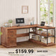 SEDETA® 57.9 Inch Farmhouse L Shaped Computer Desk with Storage Shelves and File Drawers for Home Office