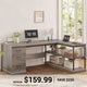 SEDETA® 57.9 Inch Farmhouse L Shaped Computer Desk with Storage Shelves and File Drawers for Home Office