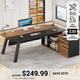 SEDETA 71 Inch Executive Desk with File Cabinet Office Desk with Drawers and Shelves L Shaped Computer Desk with Power Outlets