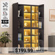 SEDETA 64 Inch Display Cabinet with Glass Doors 6 Tier Tall Bookcase with LED Lights Curio Cabinet with Adjustable Shelves