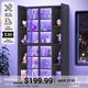 SEDETA 64 Inch Display Cabinet with Glass Doors 6 Tier Tall Bookcase with LED Lights Curio Cabinet with Adjustable Shelves
