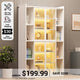 SEDETA 64 Inch Display Cabinet with Glass Doors 6 Tier Tall Bookcase with LED Lights Curio Cabinet with Adjustable Shelves
