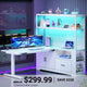 SEDETA 48.6 Inch Standing Desk Height Adjustable Electric L Shaped Stand Up Computer Gaming Desk with Drawers Hutch Power Outlets