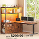 SEDETA 48.6 Inch Standing Desk Height Adjustable Electric L Shaped Stand Up Computer Gaming Desk with Drawers Hutch Power Outlets
