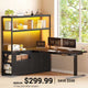 SEDETA 48.6 Inch Standing Desk Height Adjustable Electric L Shaped Stand Up Computer Gaming Desk with Drawers Hutch Power Outlets