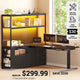 SEDETA 48.6 Inch Standing Desk Height Adjustable Electric L Shaped Stand Up Computer Gaming Desk with Drawers Hutch Power Outlets