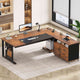 SEDETA | 71 Inch Computer Desk with Rolling File Cabinet Executive Desk with Power Outlets CPU Stand Pegboard and Storage Shelves