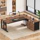 SEDETA | 71 Inch Computer Desk with Rolling File Cabinet Executive Desk with Power Outlets CPU Stand Pegboard and Storage Shelves