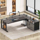 SEDETA | 71 Inch Computer Desk with Rolling File Cabinet Executive Desk with Power Outlets CPU Stand Pegboard and Storage Shelves