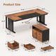 SEDETA | 71 Inch Computer Desk with Rolling File Cabinet Executive Desk with Power Outlets CPU Stand Pegboard and Storage Shelves
