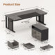 SEDETA | 71 Inch Computer Desk with Rolling File Cabinet Executive Desk with Power Outlets CPU Stand Pegboard and Storage Shelves
