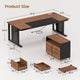 SEDETA | 71 Inch Computer Desk with Rolling File Cabinet Executive Desk with Power Outlets CPU Stand Pegboard and Storage Shelves