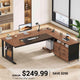 SEDETA | 71 Inch Computer Desk with Rolling File Cabinet Executive Desk with Power Outlets CPU Stand Pegboard and Storage Shelves