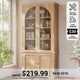 SEDETA 71 Inch Farmhouse Arched Bookcase with Glass Doors Tall Bookshelves with 4-Tier Wooden Pantry Storage Cabinet Adjustable Shelves