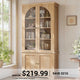 SEDETA 71 Inch Farmhouse Arched Bookcase with Glass Doors Tall Bookshelves with 4-Tier Wooden Pantry Storage Cabinet Adjustable Shelves
