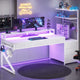 SEDETA 55 Inch Reversible Gaming Desk with 6 Drawers PC Desk with LED Lights Power Outlet Corner Computer Desk with Monitor Stand
